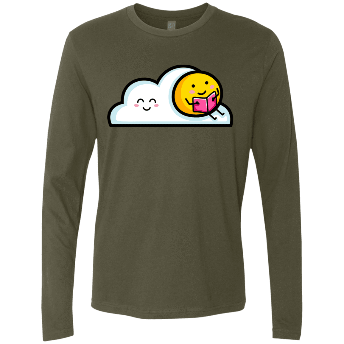 T-Shirts Military Green / S Kawaii Love Summer Reading Men's Premium Long Sleeve