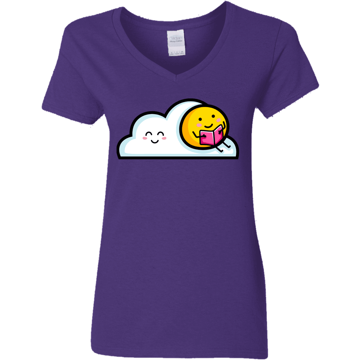 T-Shirts Purple / S Kawaii Love Summer Reading Women's V-Neck T-Shirt