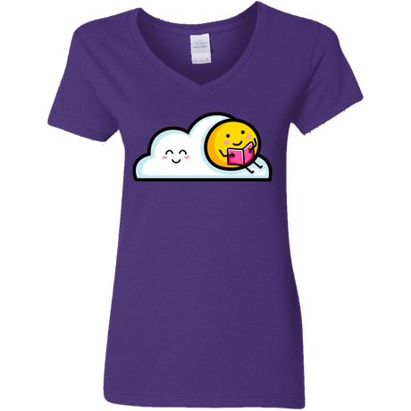 T-Shirts Purple / S Kawaii Love Summer Reading Women's V-Neck T-Shirt