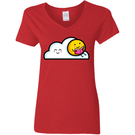 T-Shirts Red / S Kawaii Love Summer Reading Women's V-Neck T-Shirt