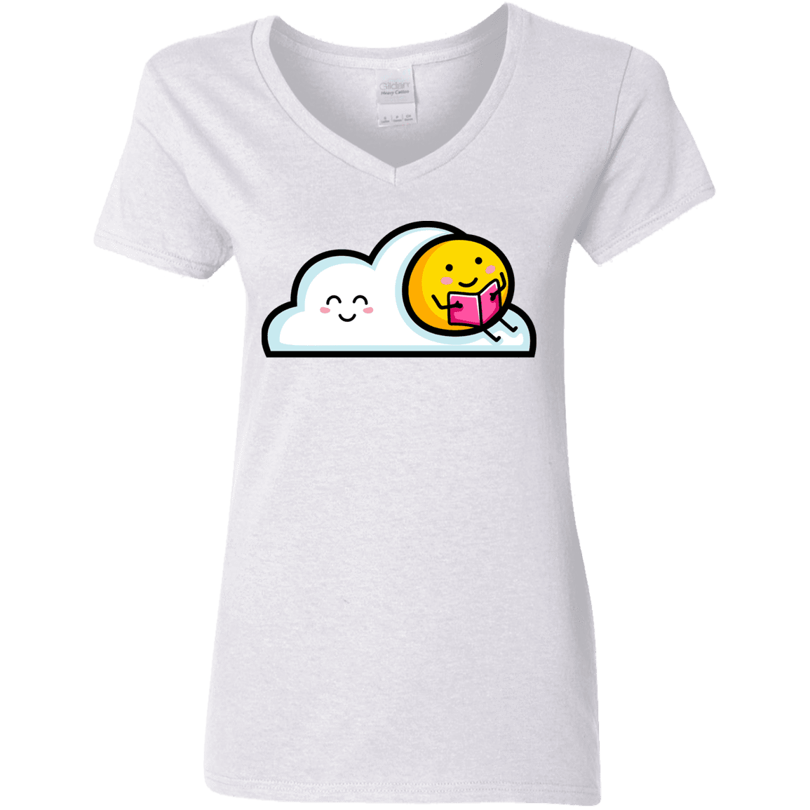 T-Shirts White / S Kawaii Love Summer Reading Women's V-Neck T-Shirt