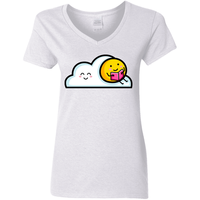 T-Shirts White / S Kawaii Love Summer Reading Women's V-Neck T-Shirt