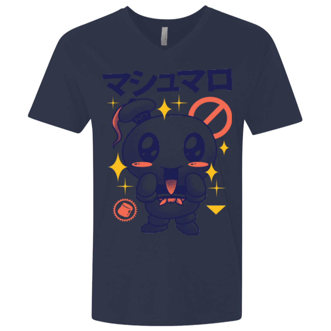 T-Shirts Midnight Navy / X-Small Kawaii Marshmallow Men's Premium V-Neck