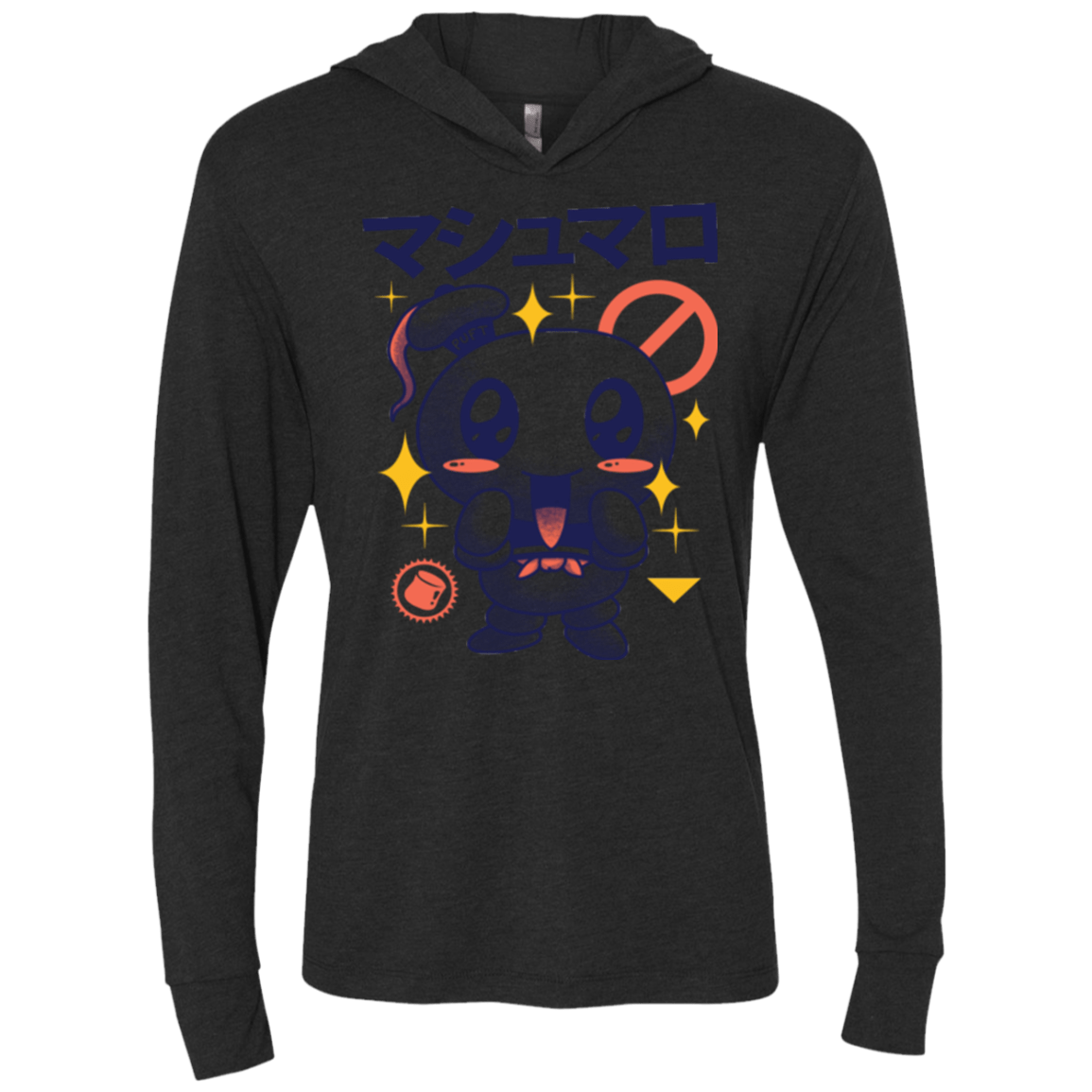 T-Shirts Vintage Black / X-Small Kawaii Marshmallow Triblend Long Sleeve Hoodie Tee