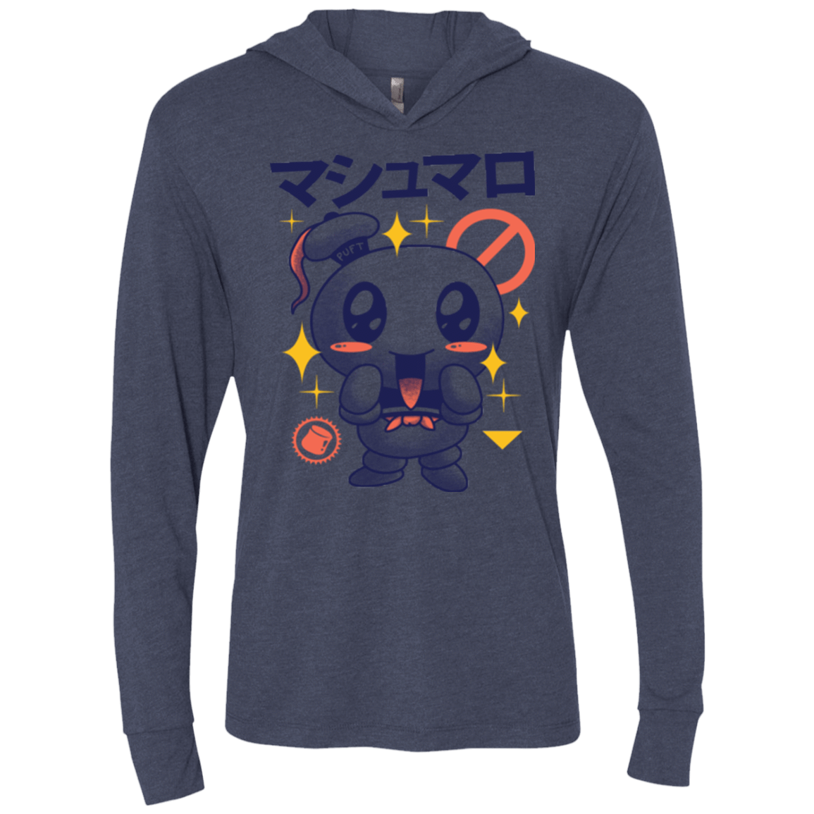 T-Shirts Vintage Navy / X-Small Kawaii Marshmallow Triblend Long Sleeve Hoodie Tee