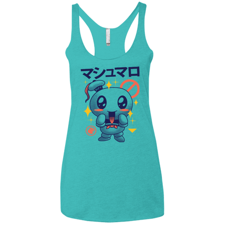 T-Shirts Tahiti Blue / X-Small Kawaii Marshmallow Women's Triblend Racerback Tank