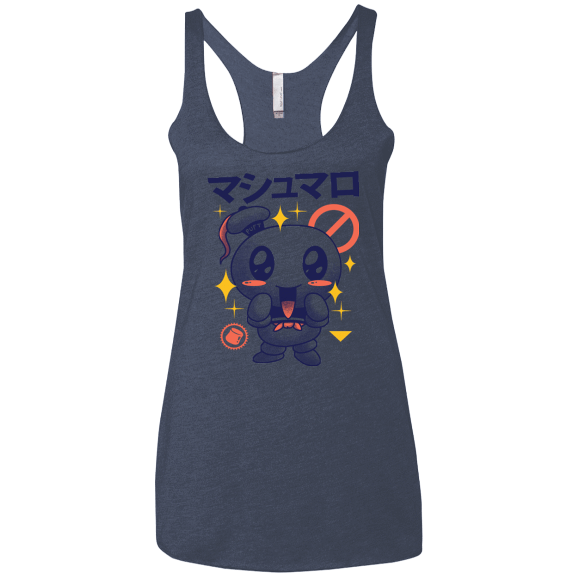 T-Shirts Vintage Navy / X-Small Kawaii Marshmallow Women's Triblend Racerback Tank