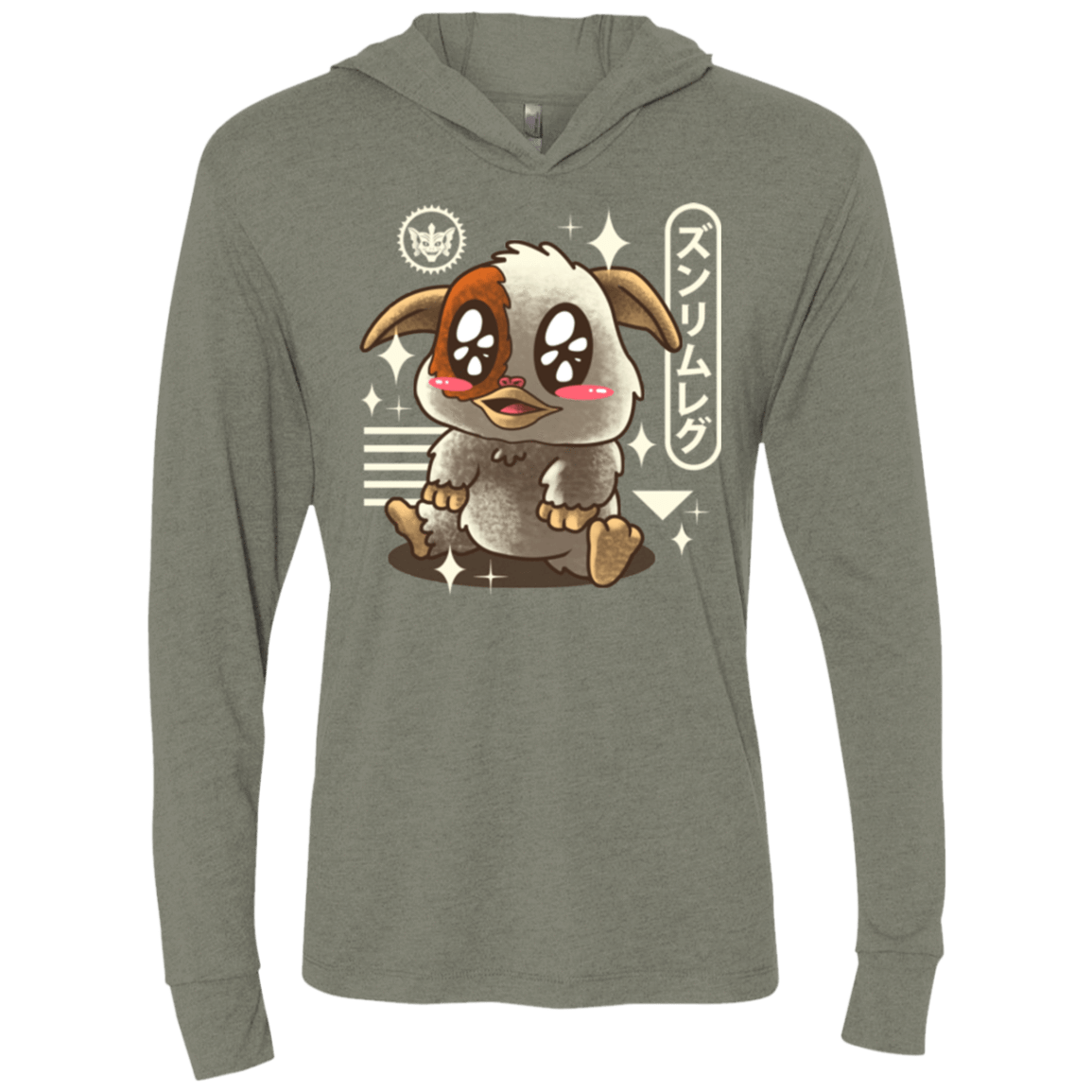 T-Shirts Kawaii Mogwai Triblend Long Sleeve Hoodie Tee