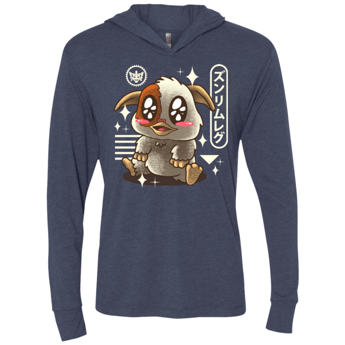 T-Shirts Vintage Navy / X-Small Kawaii Mogwai Triblend Long Sleeve Hoodie Tee