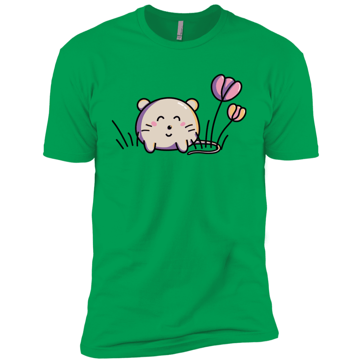 T-Shirts Kelly Green / YXS Kawaii Mouse and Tulips Boys Premium T-Shirt