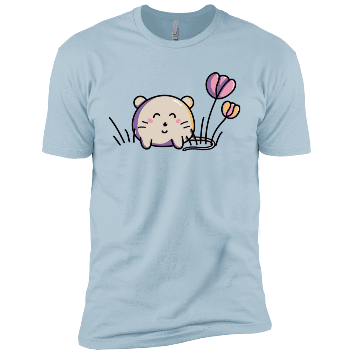 T-Shirts Light Blue / YXS Kawaii Mouse and Tulips Boys Premium T-Shirt