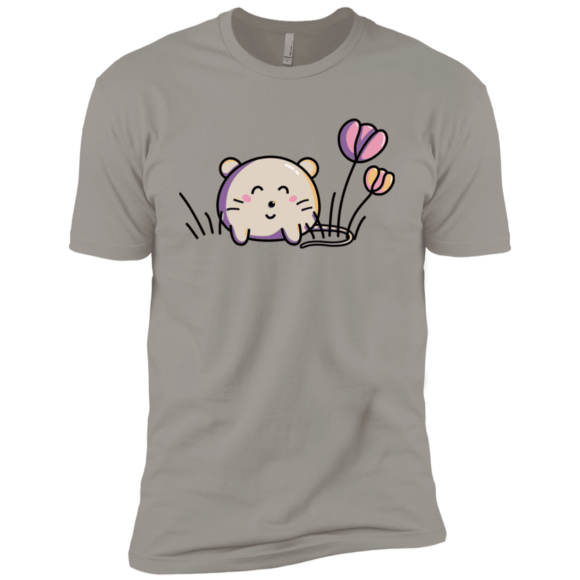 T-Shirts Light Grey / YXS Kawaii Mouse and Tulips Boys Premium T-Shirt