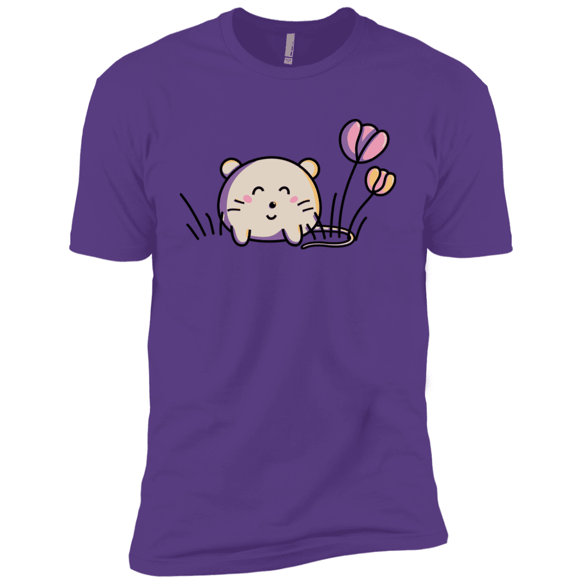 T-Shirts Purple Rush / YXS Kawaii Mouse and Tulips Boys Premium T-Shirt