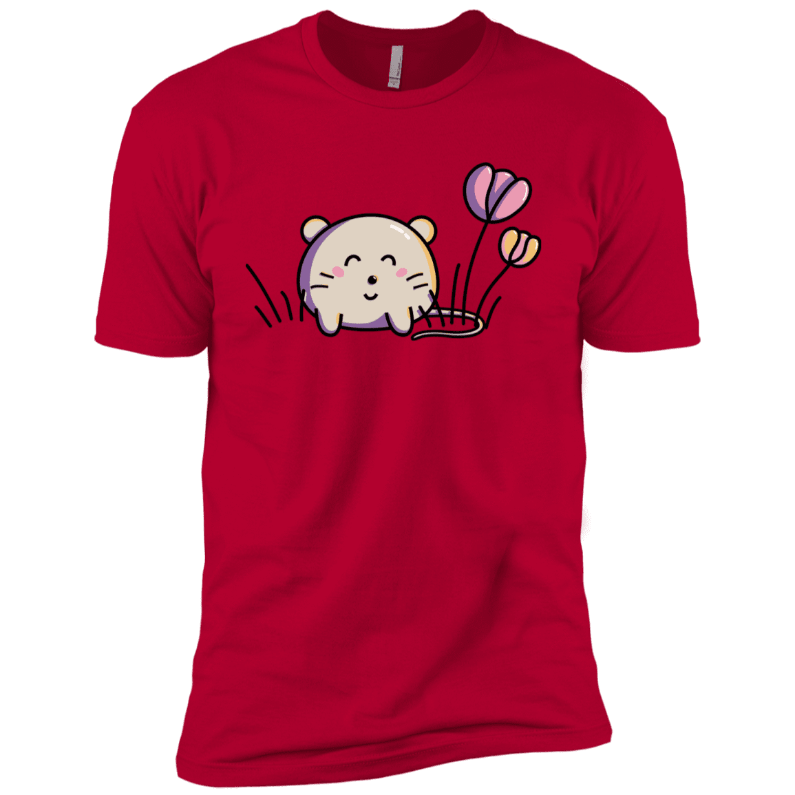 T-Shirts Red / YXS Kawaii Mouse and Tulips Boys Premium T-Shirt