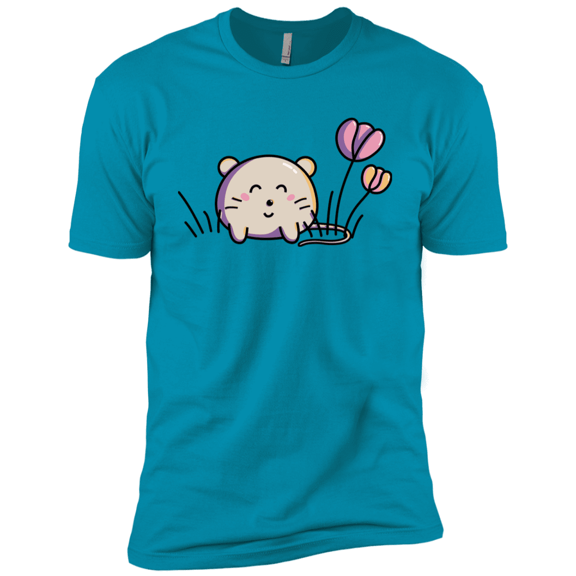 T-Shirts Turquoise / YXS Kawaii Mouse and Tulips Boys Premium T-Shirt