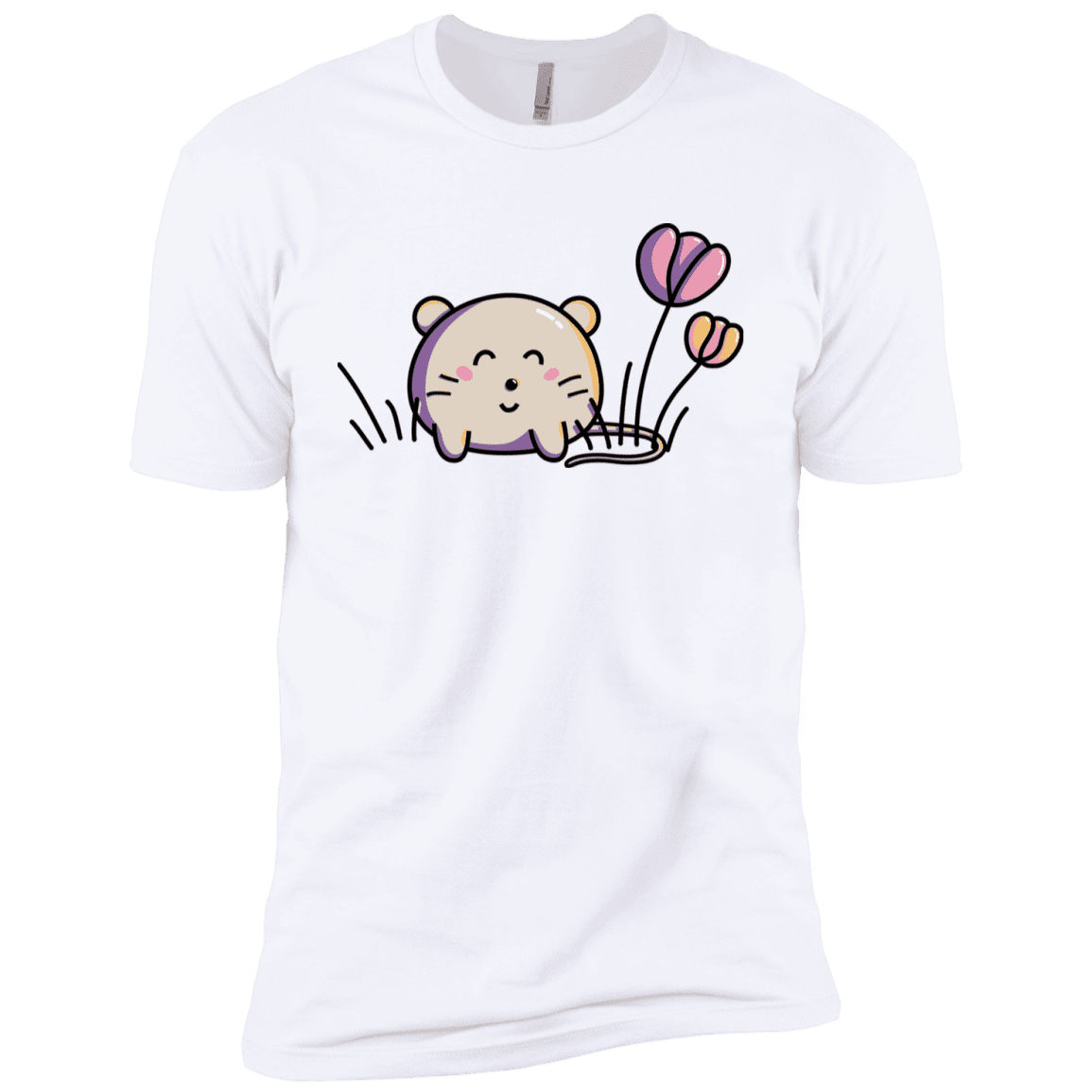 T-Shirts White / YXS Kawaii Mouse and Tulips Boys Premium T-Shirt