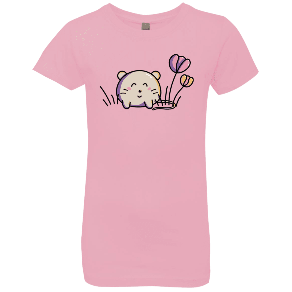 T-Shirts Light Pink / YXS Kawaii Mouse and Tulips Girls Premium T-Shirt