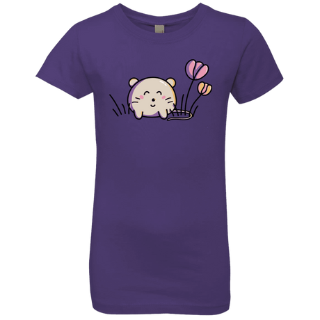 T-Shirts Purple Rush / YXS Kawaii Mouse and Tulips Girls Premium T-Shirt