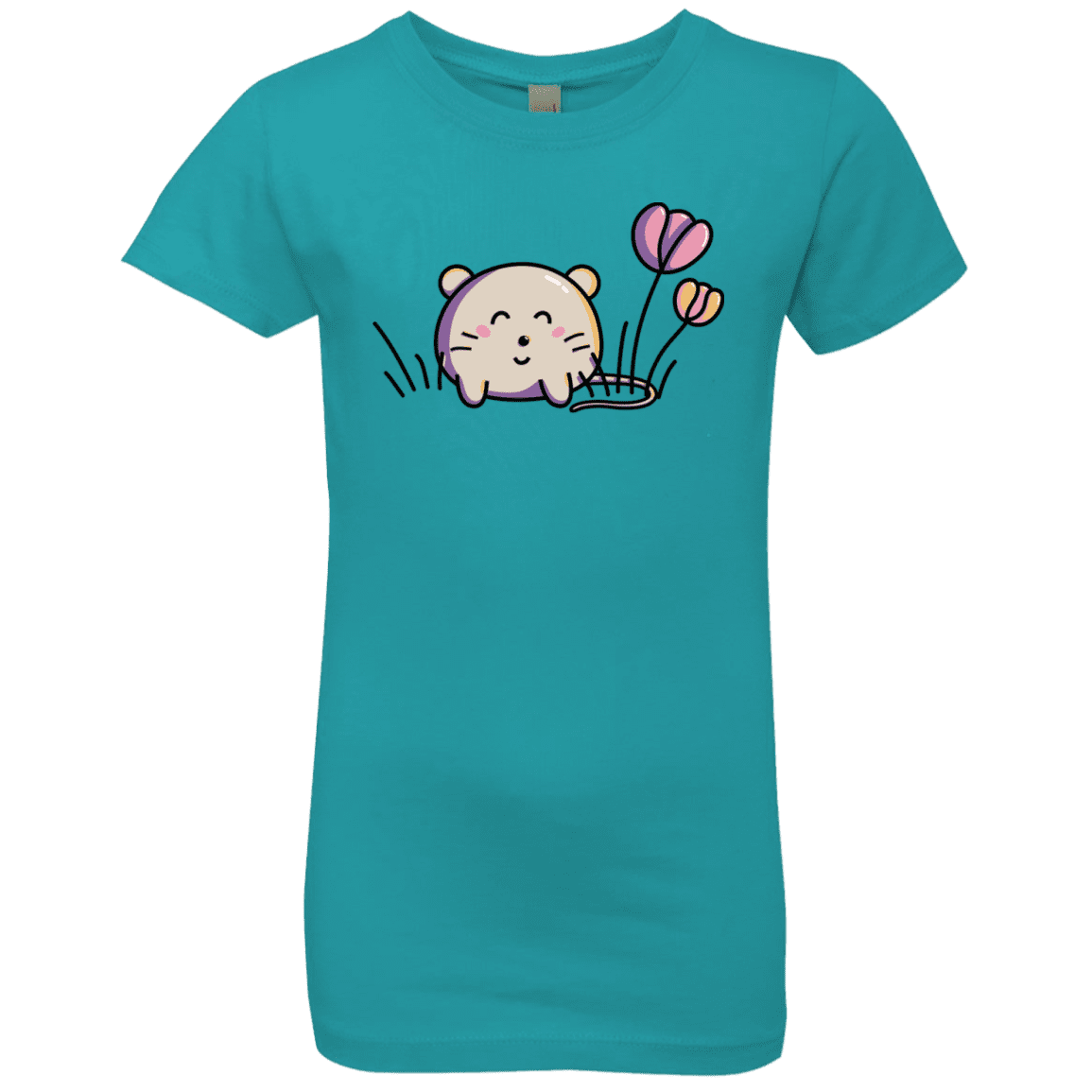 T-Shirts Tahiti Blue / YXS Kawaii Mouse and Tulips Girls Premium T-Shirt