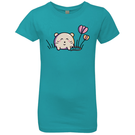 T-Shirts Tahiti Blue / YXS Kawaii Mouse and Tulips Girls Premium T-Shirt