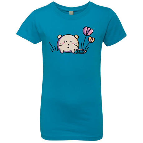 T-Shirts Turquoise / YXS Kawaii Mouse and Tulips Girls Premium T-Shirt