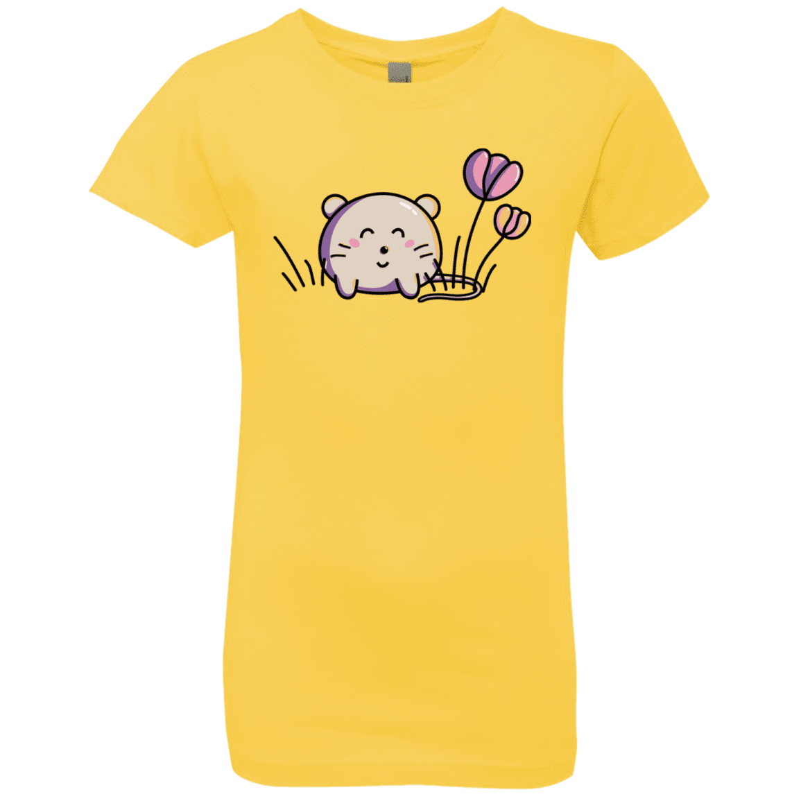 T-Shirts Vibrant Yellow / YXS Kawaii Mouse and Tulips Girls Premium T-Shirt