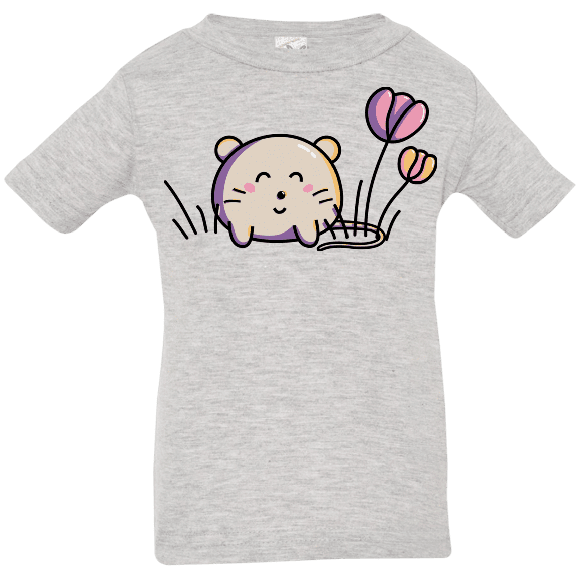 T-Shirts Heather Grey / 6 Months Kawaii Mouse and Tulips Infant Premium T-Shirt