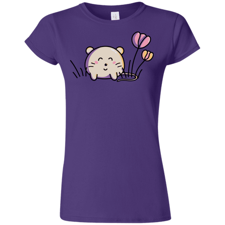 T-Shirts Purple / S Kawaii Mouse and Tulips Junior Slimmer-Fit T-Shirt