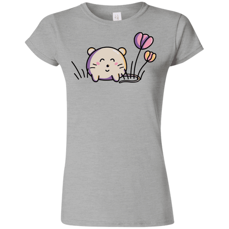 T-Shirts Sport Grey / S Kawaii Mouse and Tulips Junior Slimmer-Fit T-Shirt