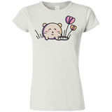 T-Shirts White / S Kawaii Mouse and Tulips Junior Slimmer-Fit T-Shirt