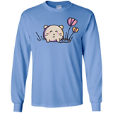 T-Shirts Carolina Blue / S Kawaii Mouse and Tulips Men's Long Sleeve T-Shirt