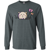 T-Shirts Dark Heather / S Kawaii Mouse and Tulips Men's Long Sleeve T-Shirt