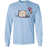 T-Shirts Light Blue / S Kawaii Mouse and Tulips Men's Long Sleeve T-Shirt