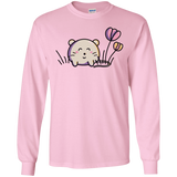 T-Shirts Light Pink / S Kawaii Mouse and Tulips Men's Long Sleeve T-Shirt
