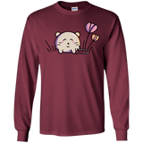 T-Shirts Maroon / S Kawaii Mouse and Tulips Men's Long Sleeve T-Shirt