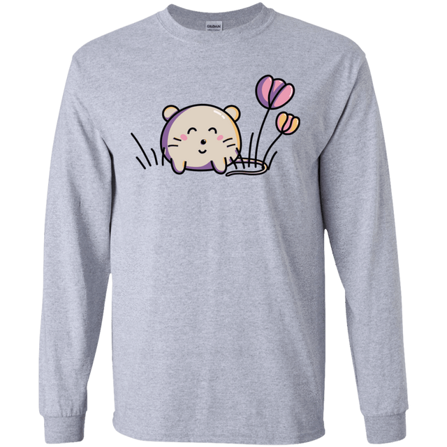 T-Shirts Sport Grey / S Kawaii Mouse and Tulips Men's Long Sleeve T-Shirt