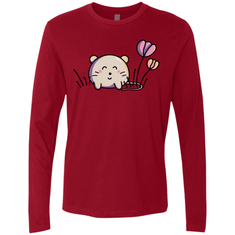 T-Shirts Cardinal / S Kawaii Mouse and Tulips Men's Premium Long Sleeve