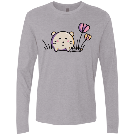 T-Shirts Heather Grey / S Kawaii Mouse and Tulips Men's Premium Long Sleeve