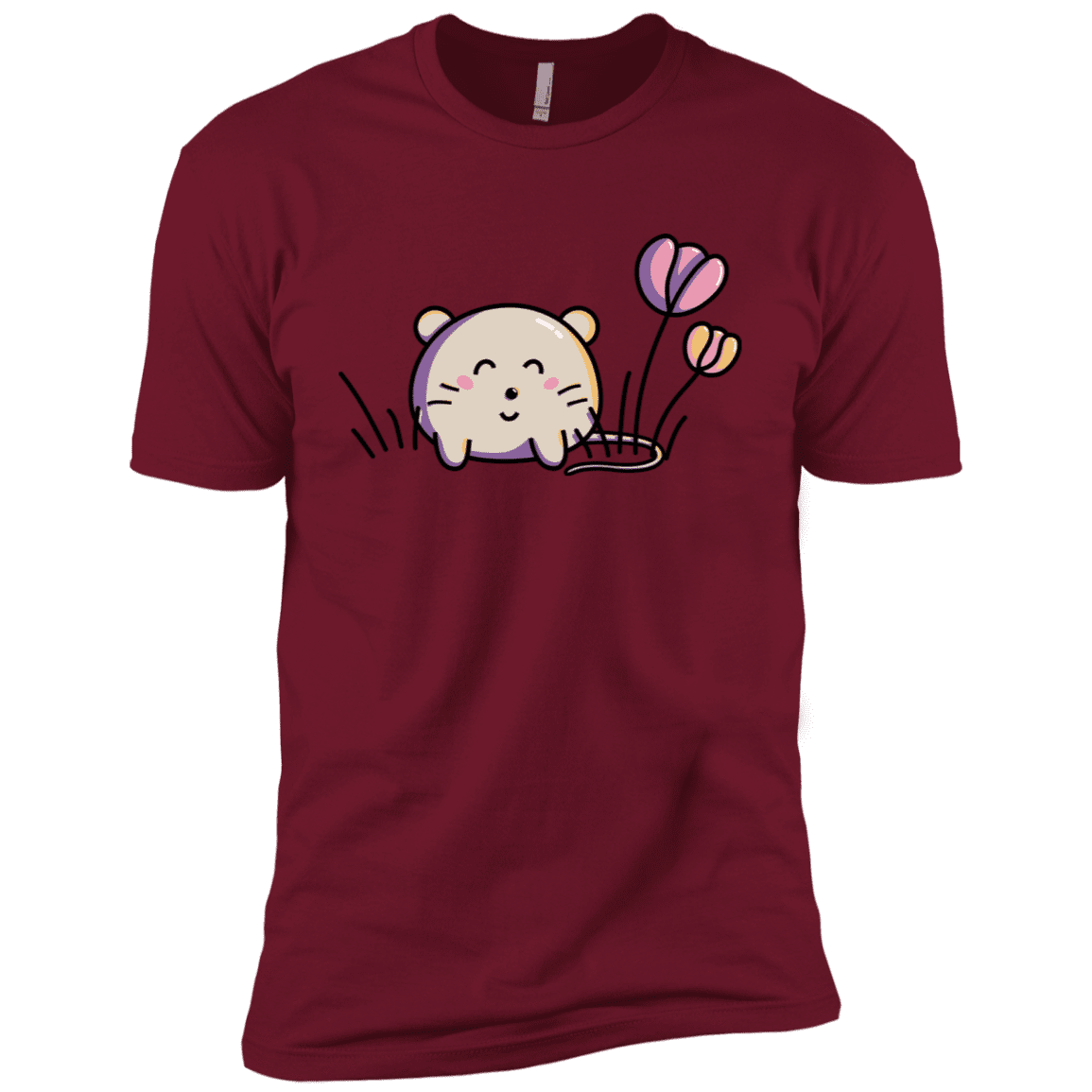 T-Shirts Cardinal / X-Small Kawaii Mouse and Tulips Men's Premium T-Shirt