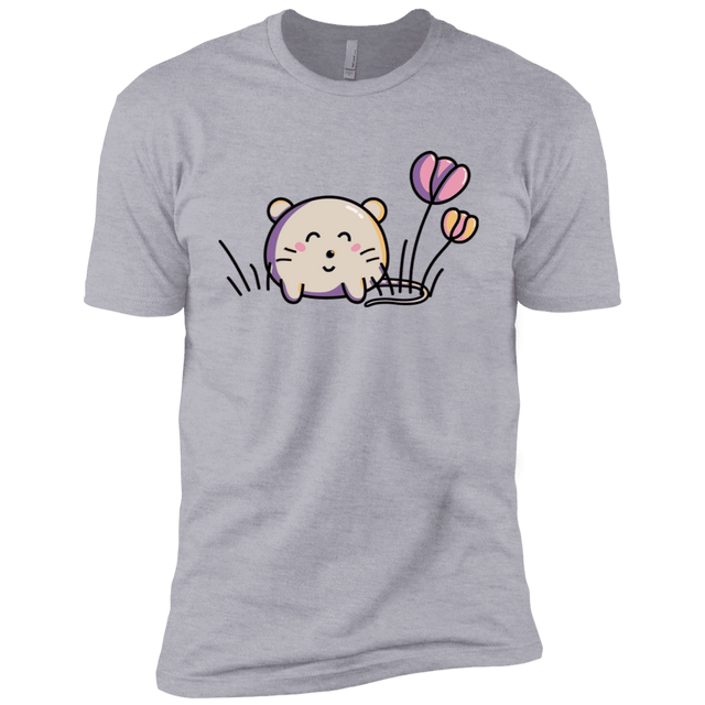 T-Shirts Heather Grey / X-Small Kawaii Mouse and Tulips Men's Premium T-Shirt