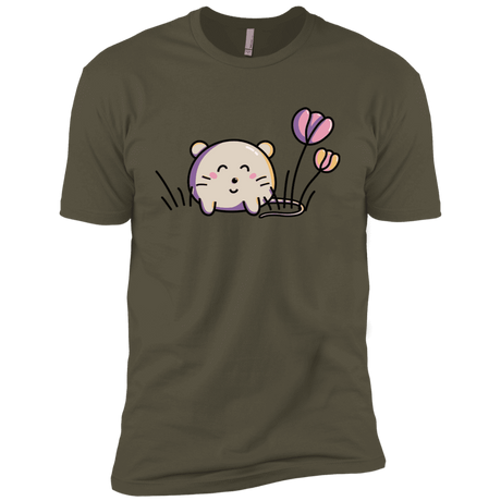 T-Shirts Military Green / X-Small Kawaii Mouse and Tulips Men's Premium T-Shirt
