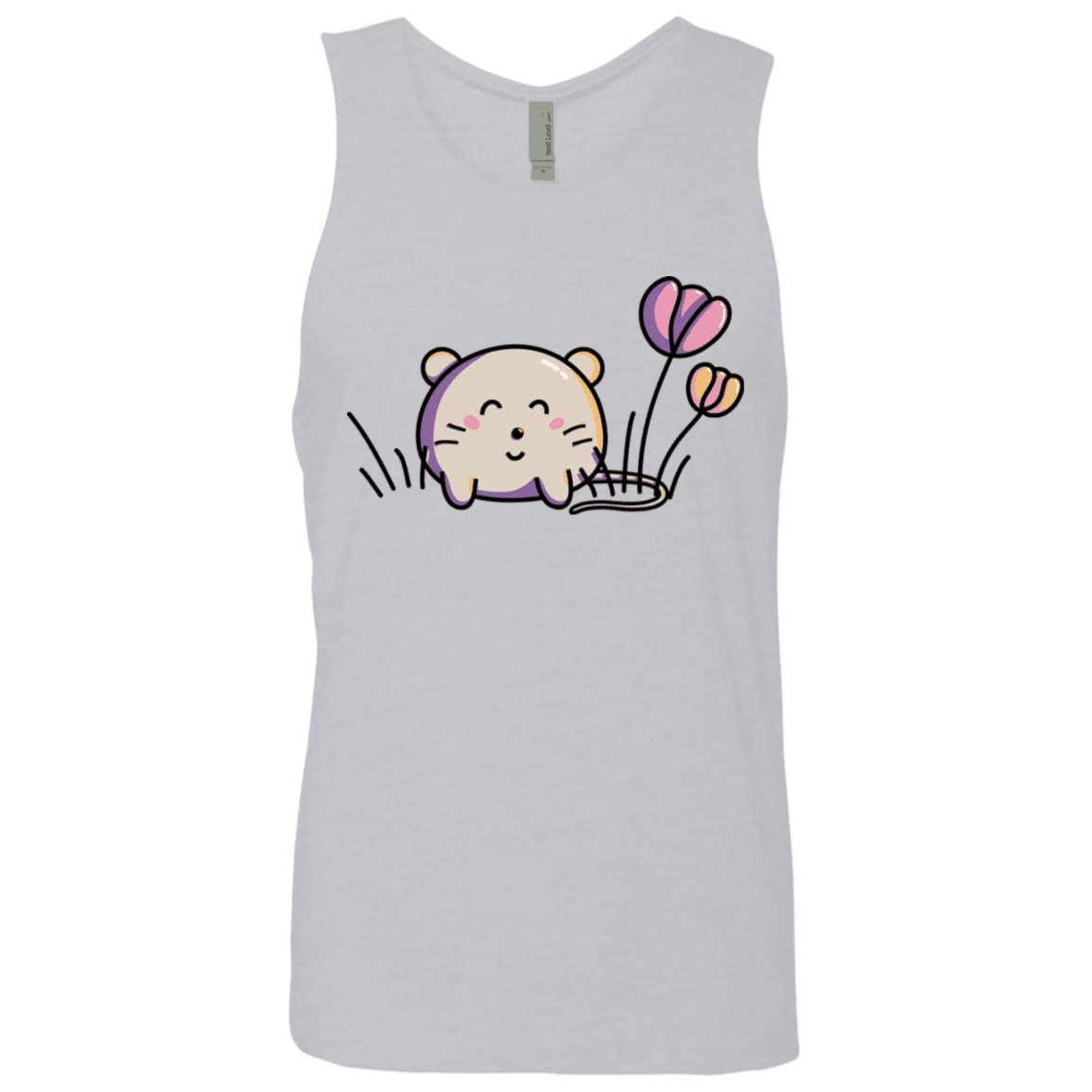 T-Shirts Heather Grey / S Kawaii Mouse and Tulips Men's Premium Tank Top