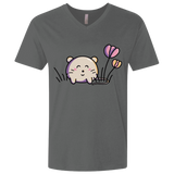 T-Shirts Heavy Metal / X-Small Kawaii Mouse and Tulips Men's Premium V-Neck