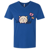 T-Shirts Royal / X-Small Kawaii Mouse and Tulips Men's Premium V-Neck