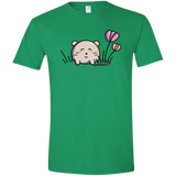 T-Shirts Heather Irish Green / M Kawaii Mouse and Tulips Men's Semi-Fitted Softstyle