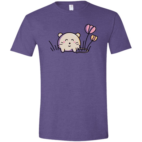 T-Shirts Heather Purple / S Kawaii Mouse and Tulips Men's Semi-Fitted Softstyle