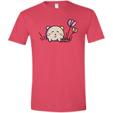 T-Shirts Heather Red / S Kawaii Mouse and Tulips Men's Semi-Fitted Softstyle