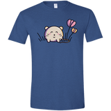 T-Shirts Heather Royal / X-Small Kawaii Mouse and Tulips Men's Semi-Fitted Softstyle