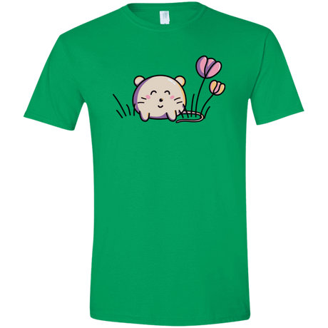 T-Shirts Irish Green / S Kawaii Mouse and Tulips Men's Semi-Fitted Softstyle