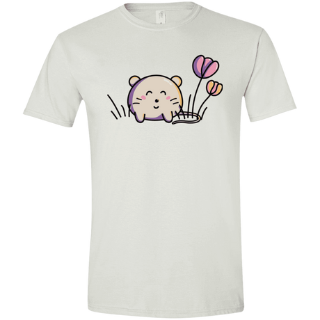 T-Shirts White / X-Small Kawaii Mouse and Tulips Men's Semi-Fitted Softstyle